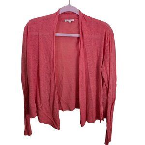 Eileen Fisher Coral 100% Linen Sustainable Open Front Cardigan Sweater Size M